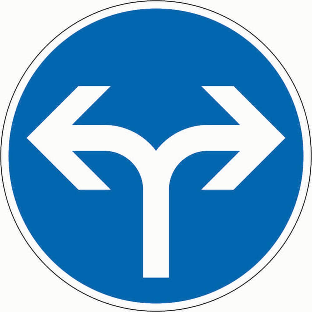 Fahrtrichtung links oder rechts VZ 214-30 aus Thermoplastik